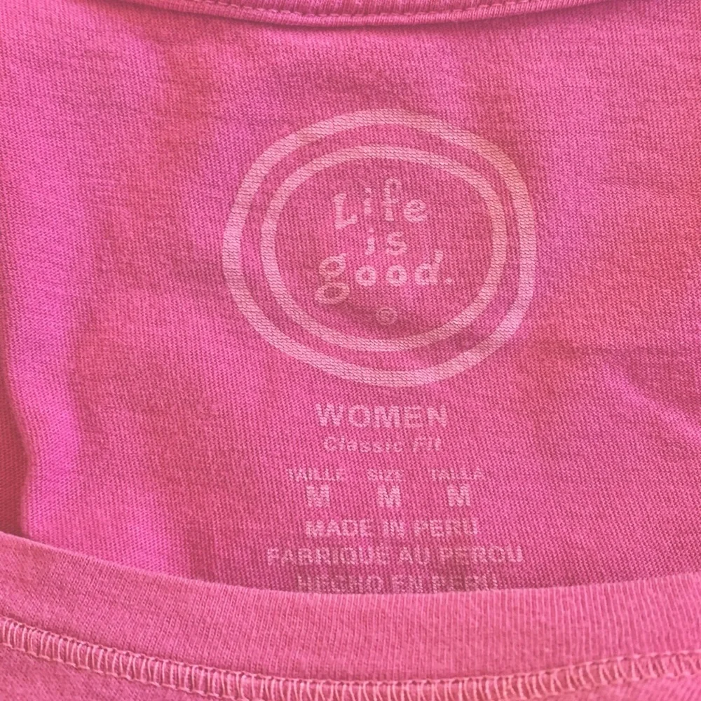 Life Is Good M Bicycle Tank Top Enjoy the Ride Pink Shirt Women’s 8-10 Bike - Picture 4 of 4